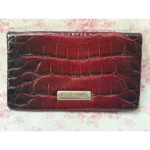 White Black Red Croc Embossed Clutch Wallet Bifold Organizer 4x7"
